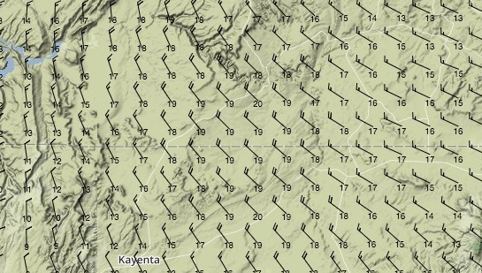 6,000ft Winds at 18:00