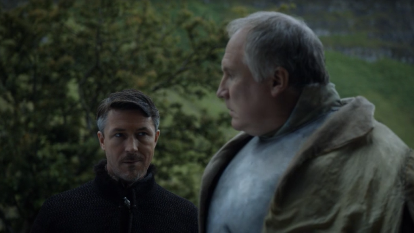 "Lord Royce has served the Vale well. He's enjoyed a distinguished military career. If we could trust his absolute loyalty, he would make a capable commander in the wars to come." (Gotcha, chump.)