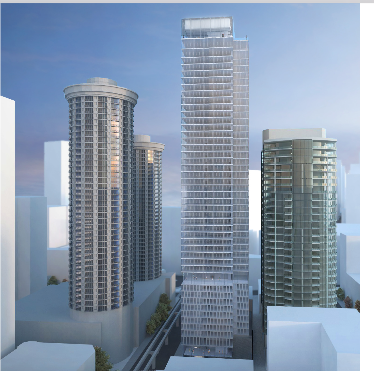Escala on the right, only 22 feet across the alley from the proposed 5th & Virginia project.
