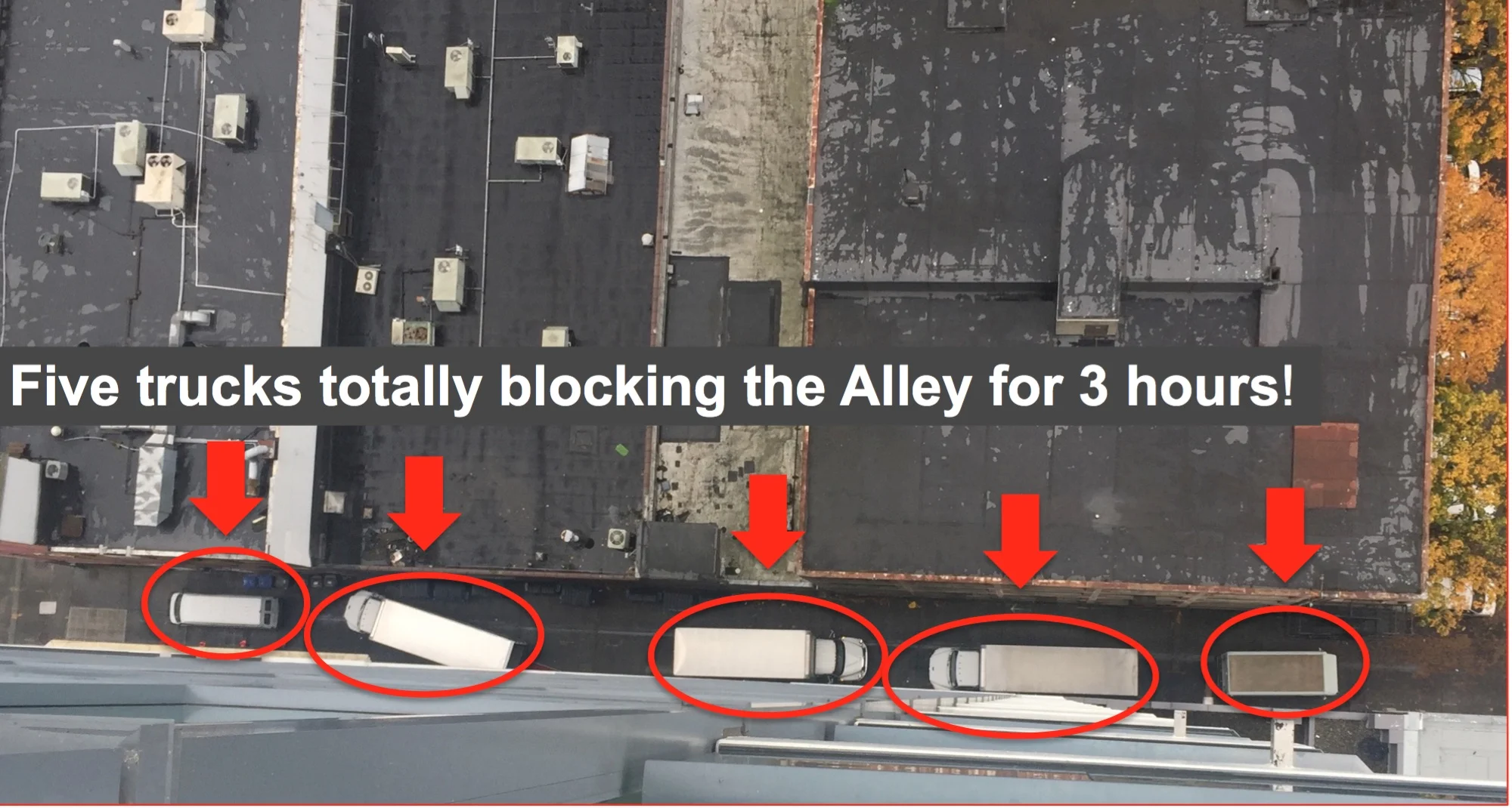 This is today. Now add 1031 new residential units, 400 parking spaces, daily delivery and services for two hotels and restaurants, plus move-ins, move-outs, maintenance, and servicing...and someone actually expects us to believe this can all be solved with "alley management".