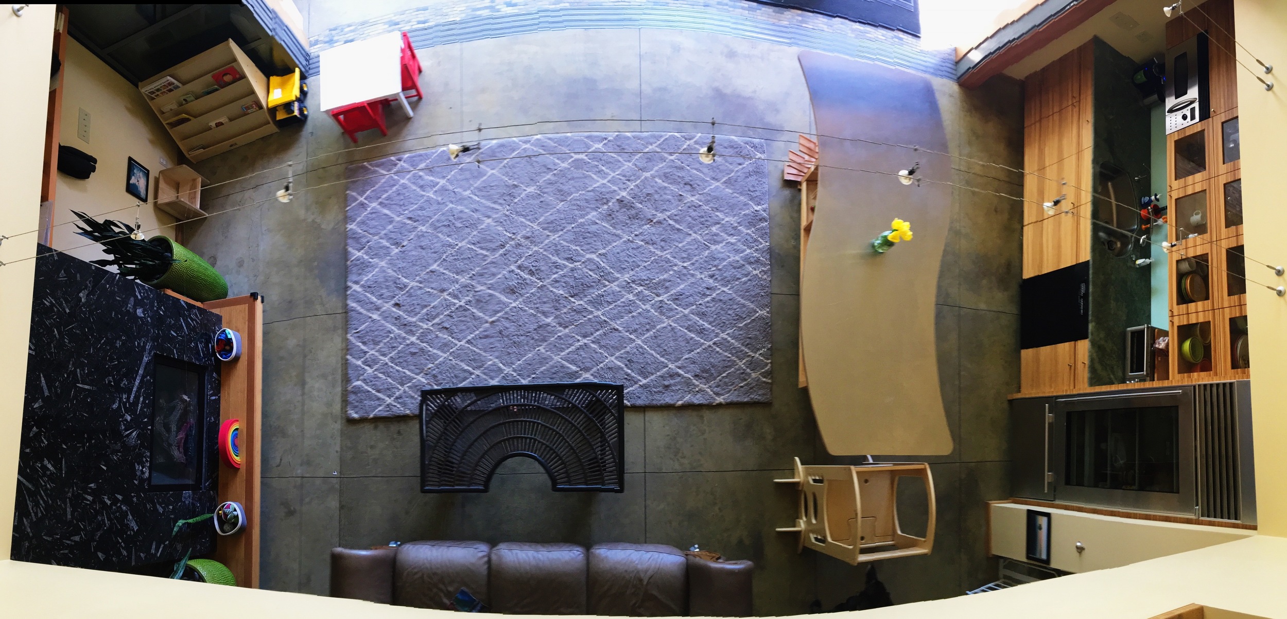 A bird's eye view of our space from the loft