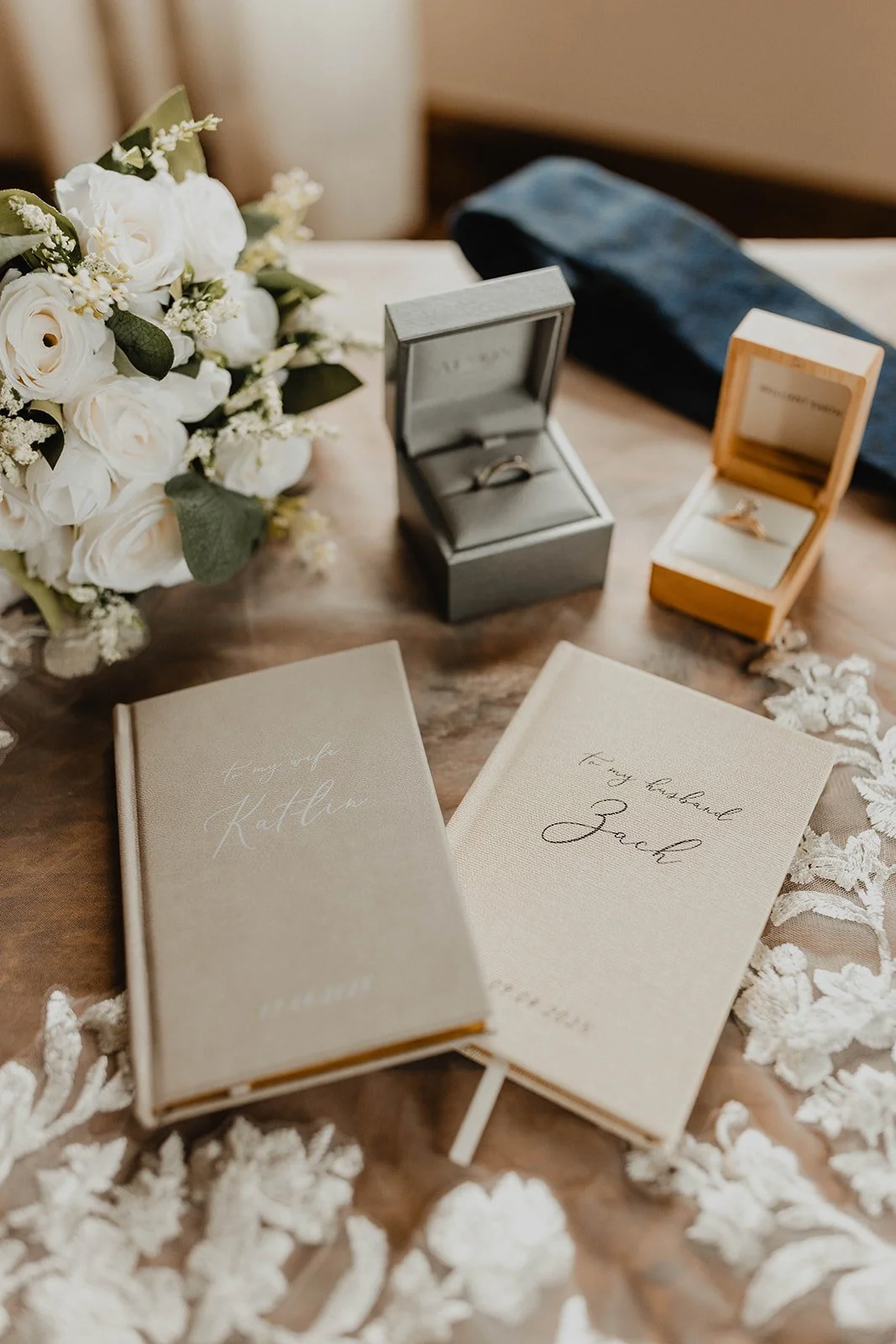 Bride and groom getting ready separately with their dogs in Telluride, Colorado