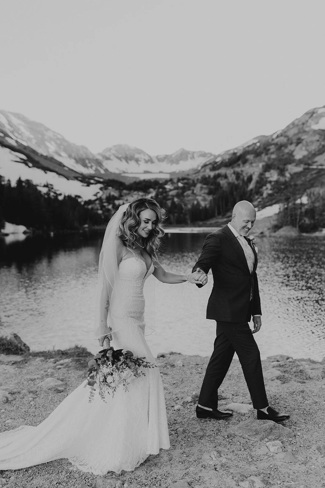 Intimate mountain elopement moments at Blue Lakes in Colorado