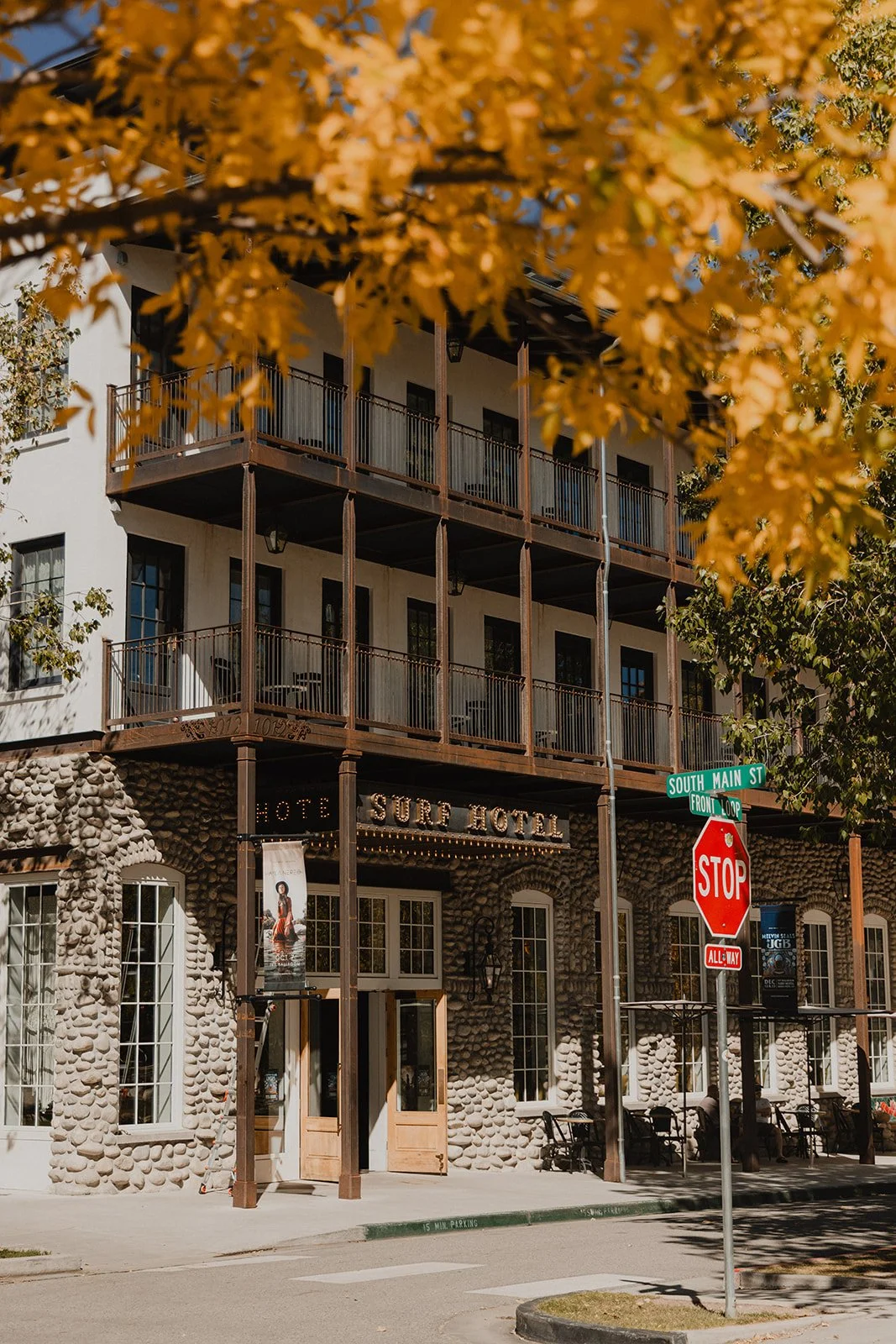 Surf Hotel wedding morning in Buena Vista, Colorado with fall colors and riverside light
