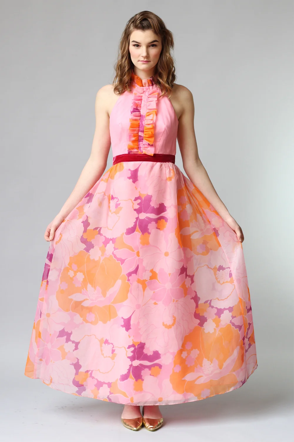 1960s Floral Hostess Maxi Dress-6.jpg