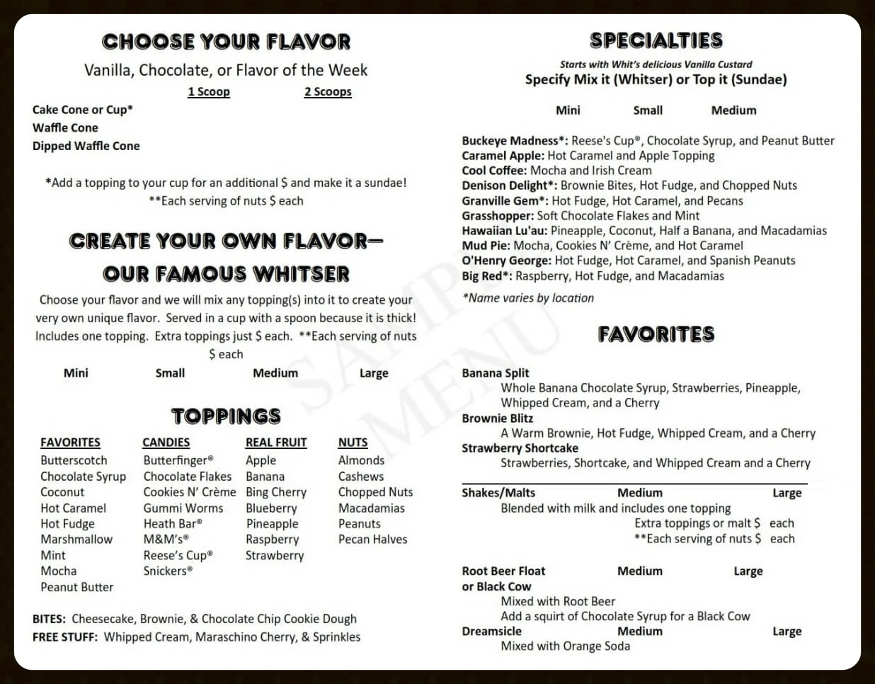 Sample Menu