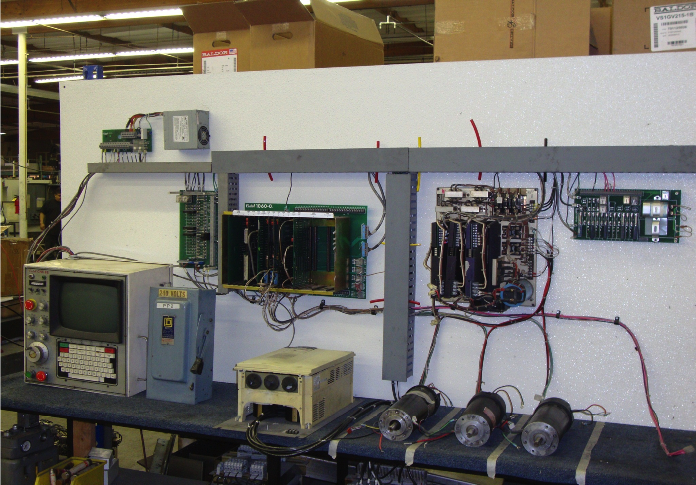 A 20 Hour burn in or test period is completed on AMPS, Motors, Axis Cards, and Inverters before being installed on a machine