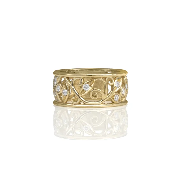 Wide Leaf and Vine Ring