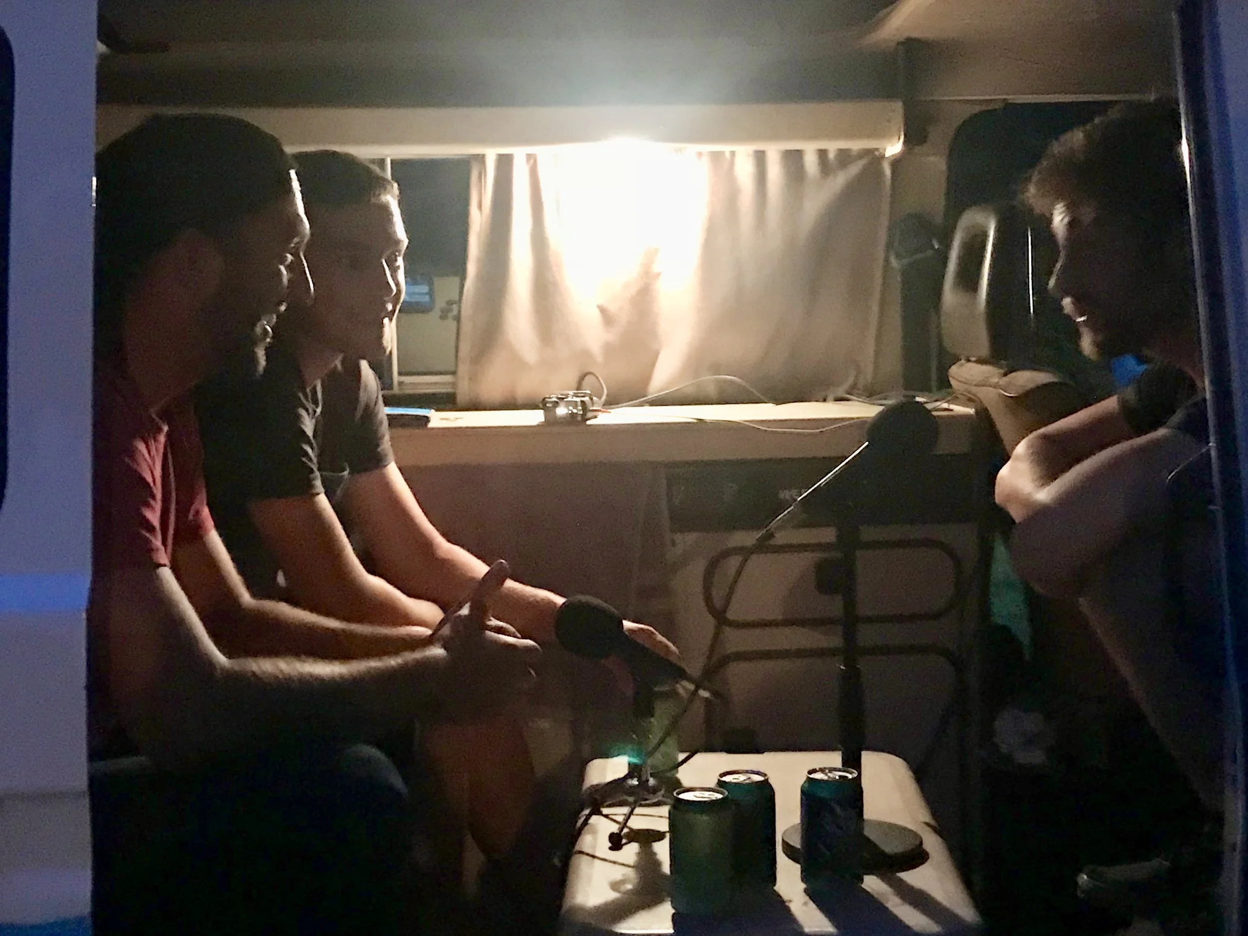 Bobby, Zach, and Ryan in the VW Westfalia.