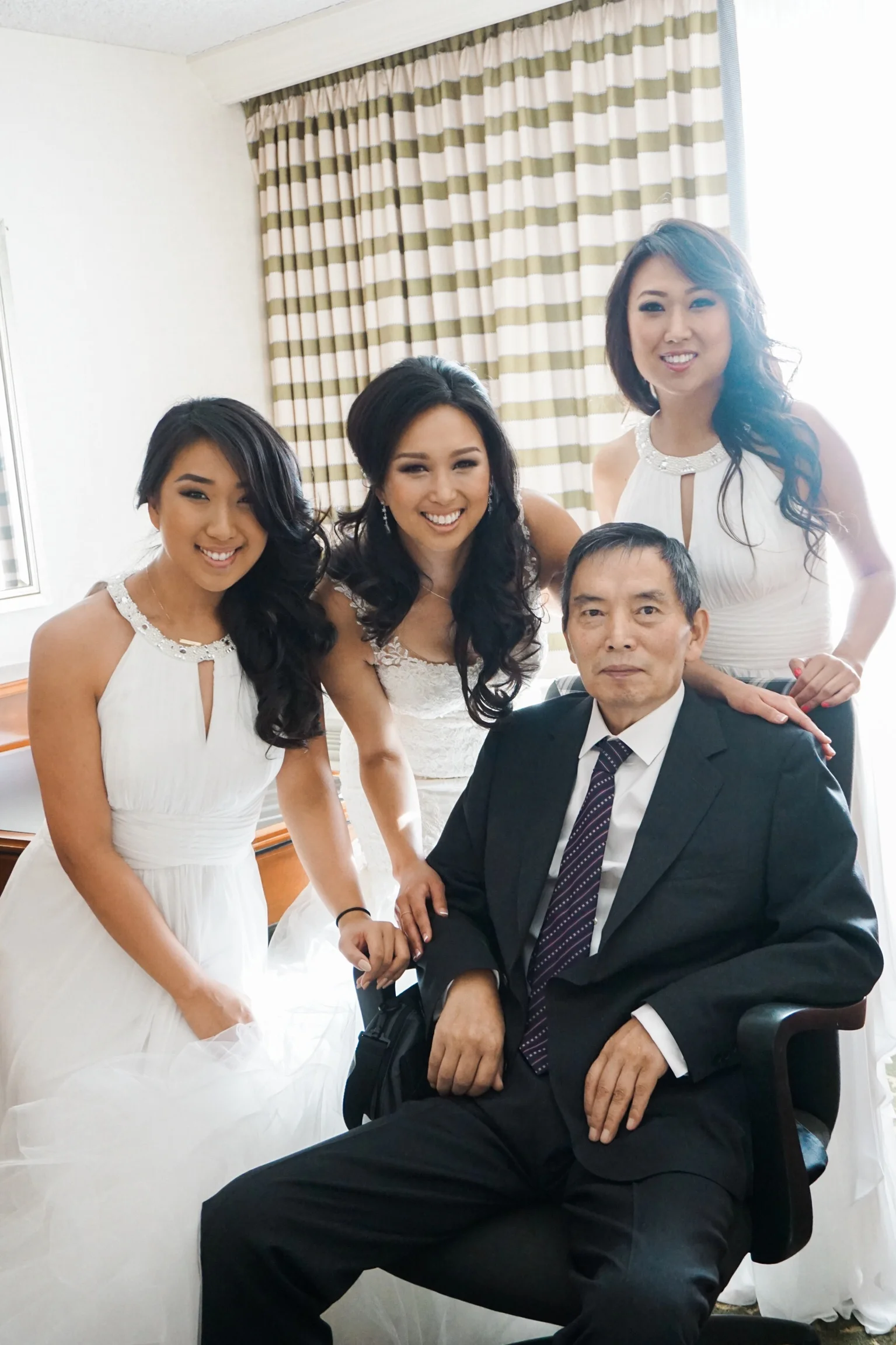  3 Daughters and Dad (pre-surgery).&nbsp;My husband and I moved our wedding up to ensure my Dad could be part of the ceremony.&nbsp; 