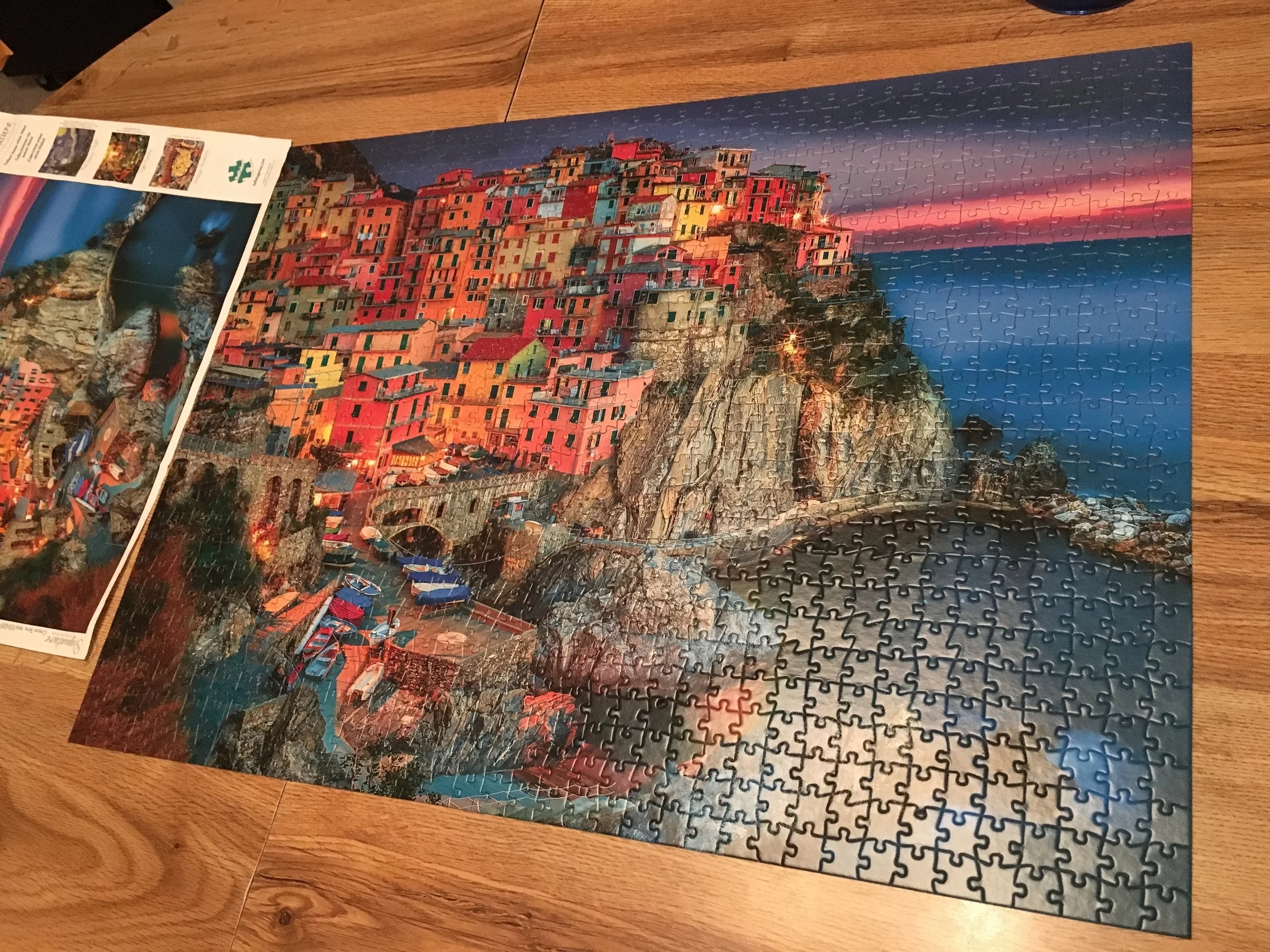  Completed 1000 Piece puzzle of Vernazza, Italy at home. I hope to visit one day :) 