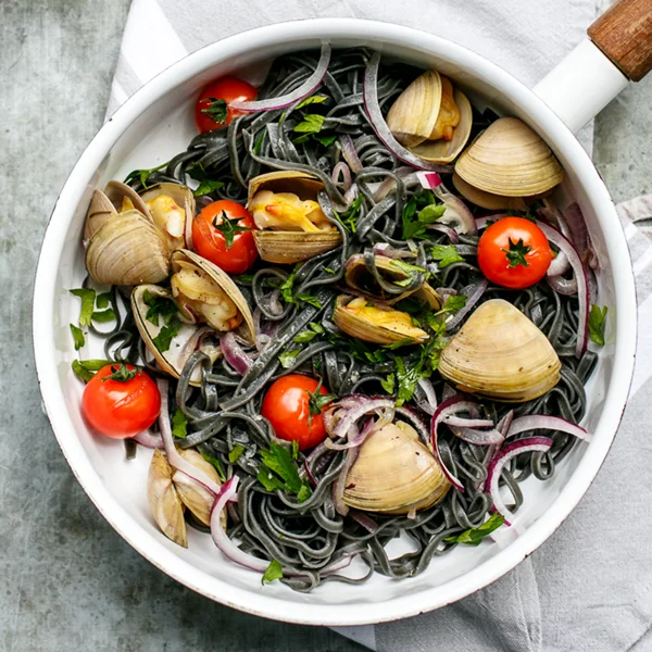 Squid Ink Pasta with Clams