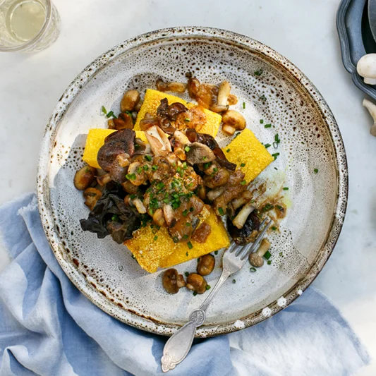 Parmesan Polenta with Creamy Mushroom Ragout
