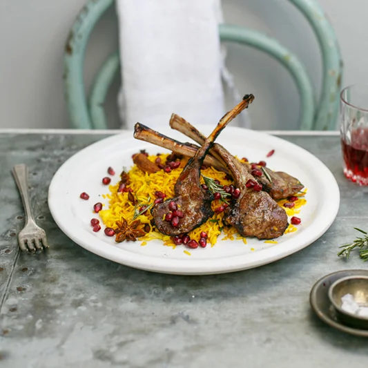 Spiced Pilaf with Grilled Lamb