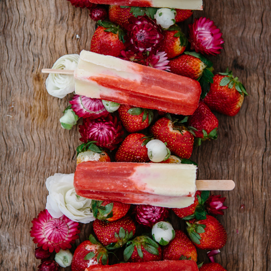 Strawberries & Cream Popsicles