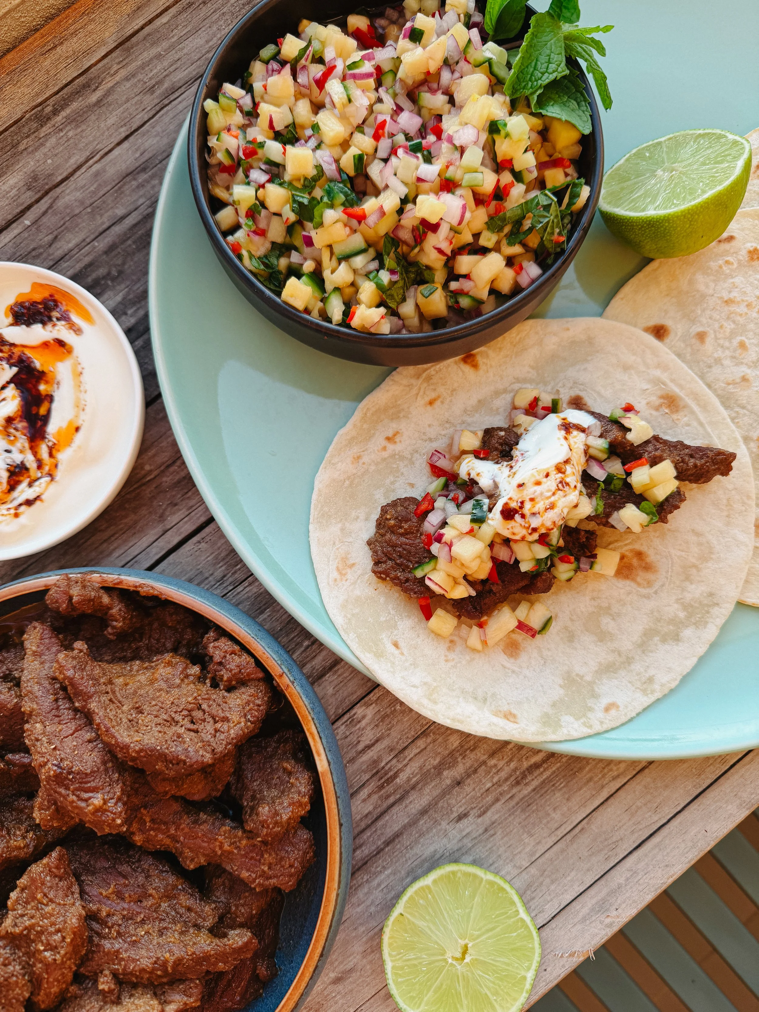 Kangaroo Tacos with Pineapple Salsa