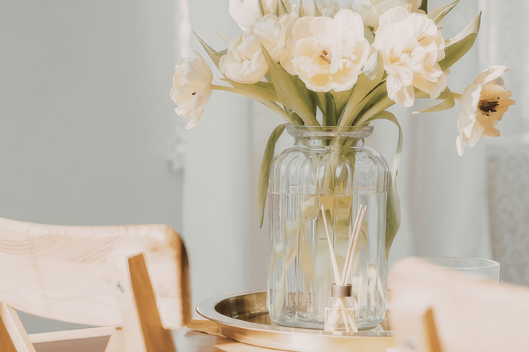 Decluttered Table with Flowers