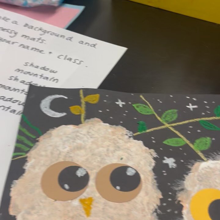 🦉 Owl Babies!! Swipe for more student work. Lesson steps below! 

🥹 This might be the cutest winter project for Kindergarten and/or first grade. And for reasons I cannot explain, every teacher at school LOVES the bulletin. 

👩🏼&zwj;🎨 The details