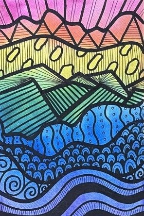 Watercolor Line Landscape