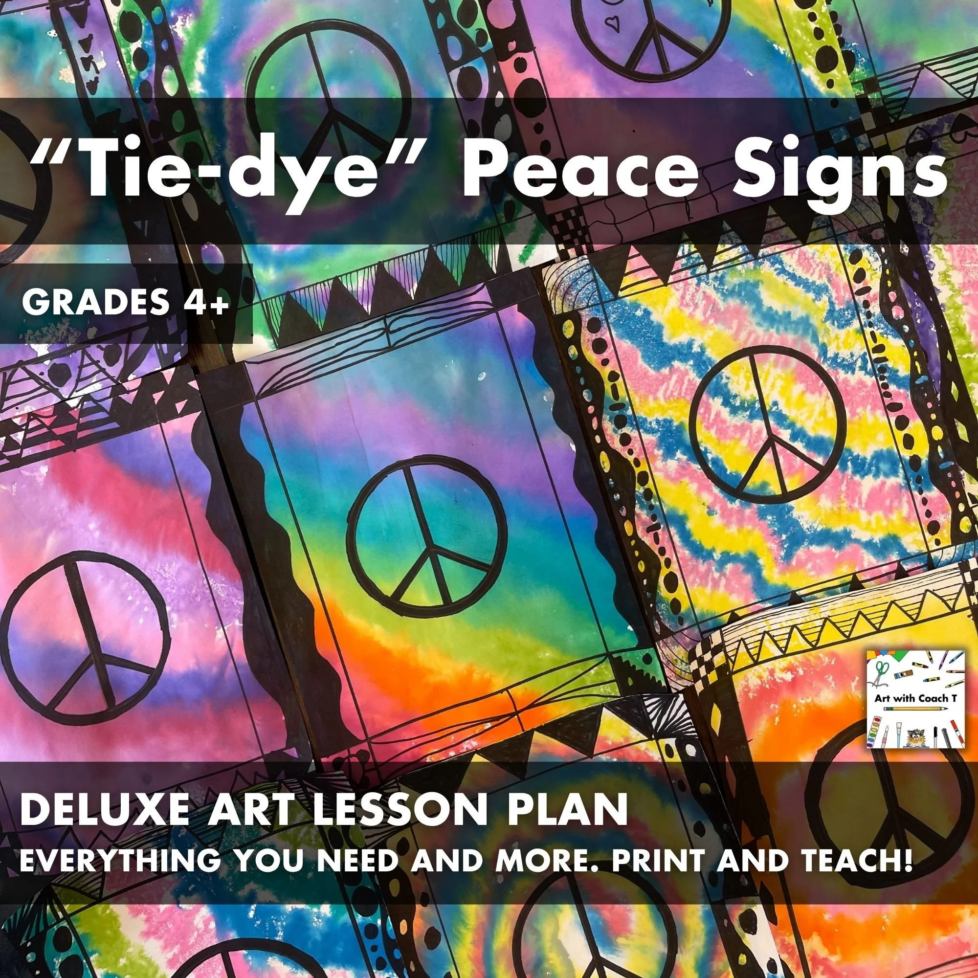 "Tie-Dye" Peace Sign Deluxe Art Lesson Plan
