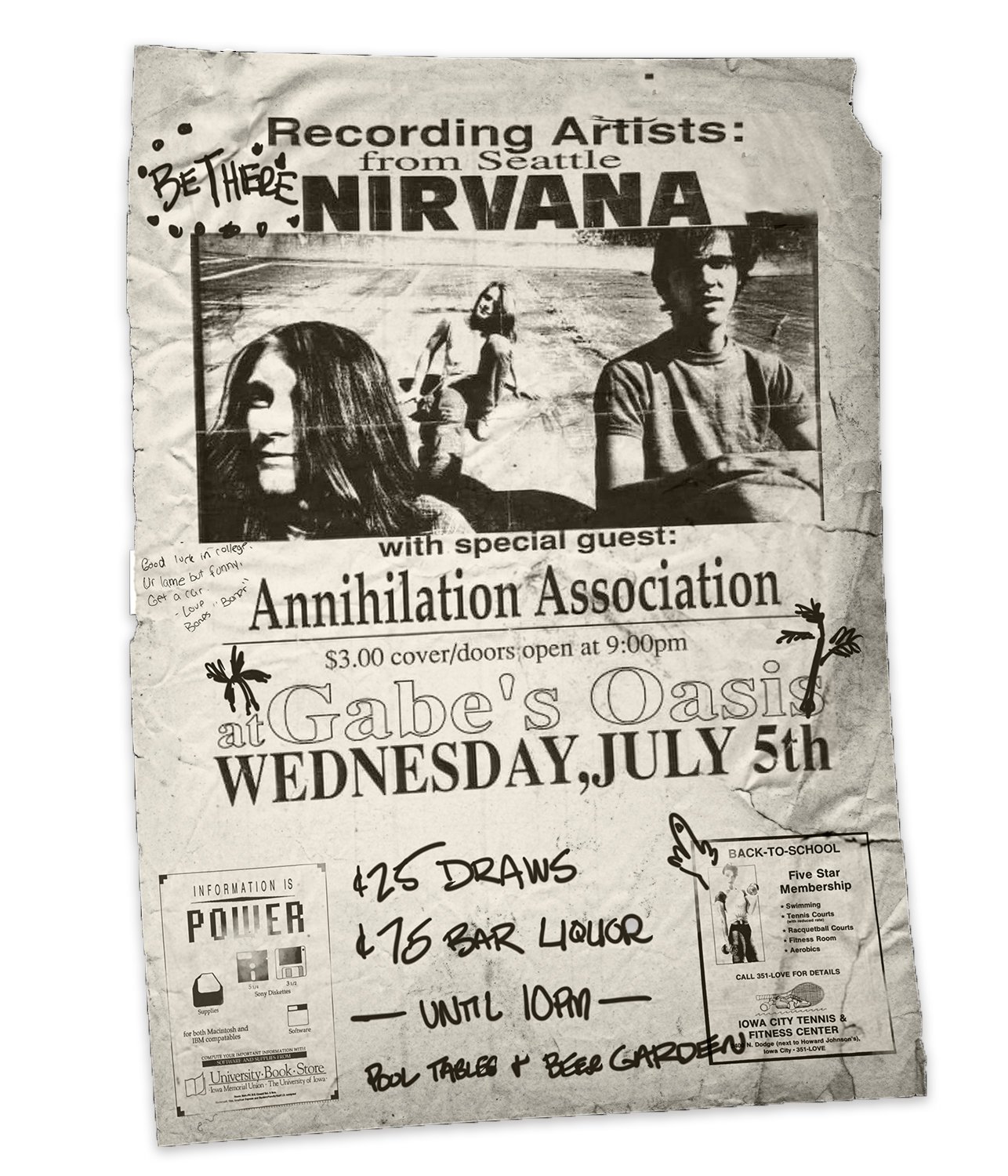 Concert VINTAGE BAND POSTERS Music Rare Rock Blues Old Advert #ob Nirvana 1991