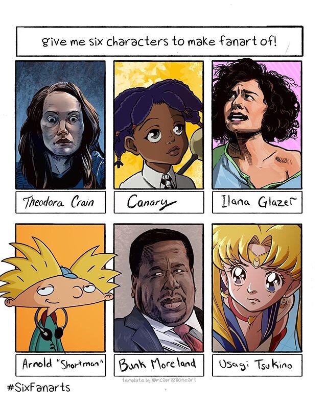 Part 3 of #sixfanartschallenge. With suggestions from @linacata28 @chunkyboikilo @morecookiesplease @djgirouard @jonbuttsishere @keishac89 thanks for your participation y&rsquo;all, and yes I recycled my sailor moon post 😉
.
.
.
.
#sixfanarts #sixfa