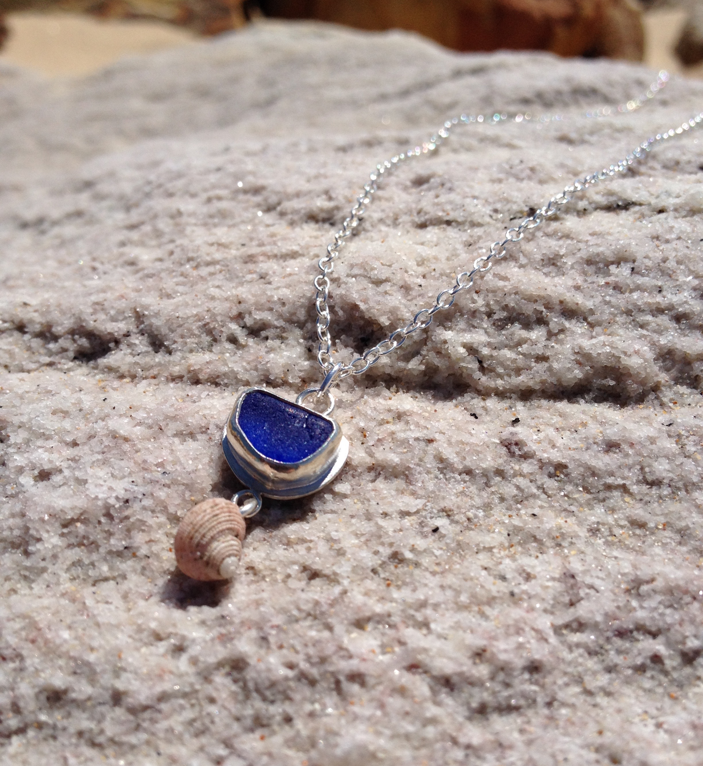 Amazon.com: Genuine Cobalt Blue Sea Glass Necklace in a Glass Vial on a  Leather Cord : Handmade Products