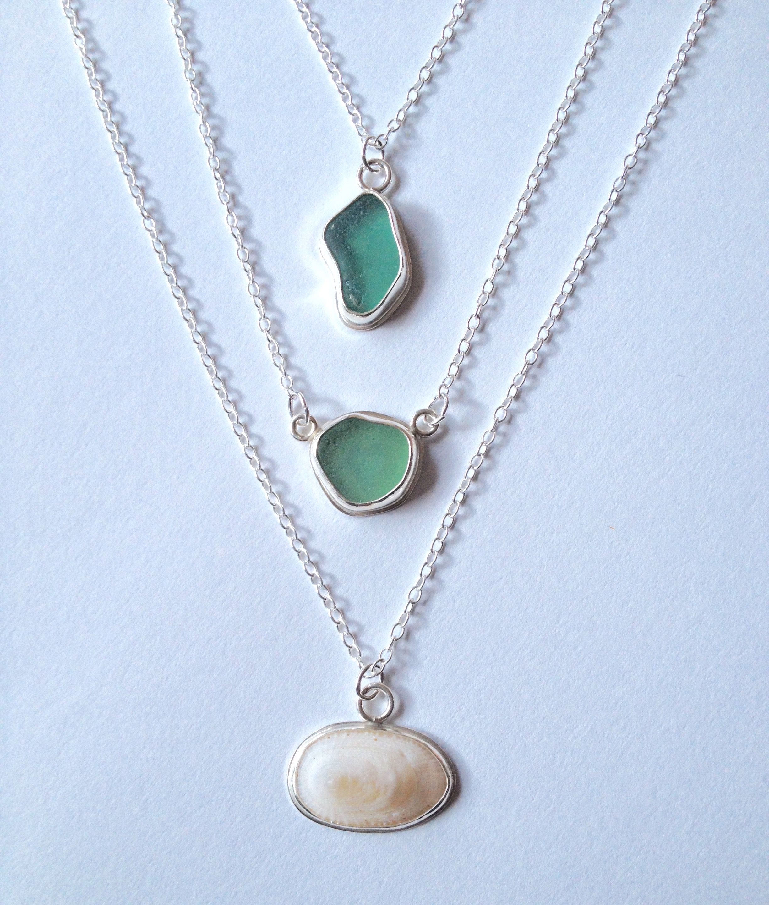 Turquoise Sea Glass Necklace Pair