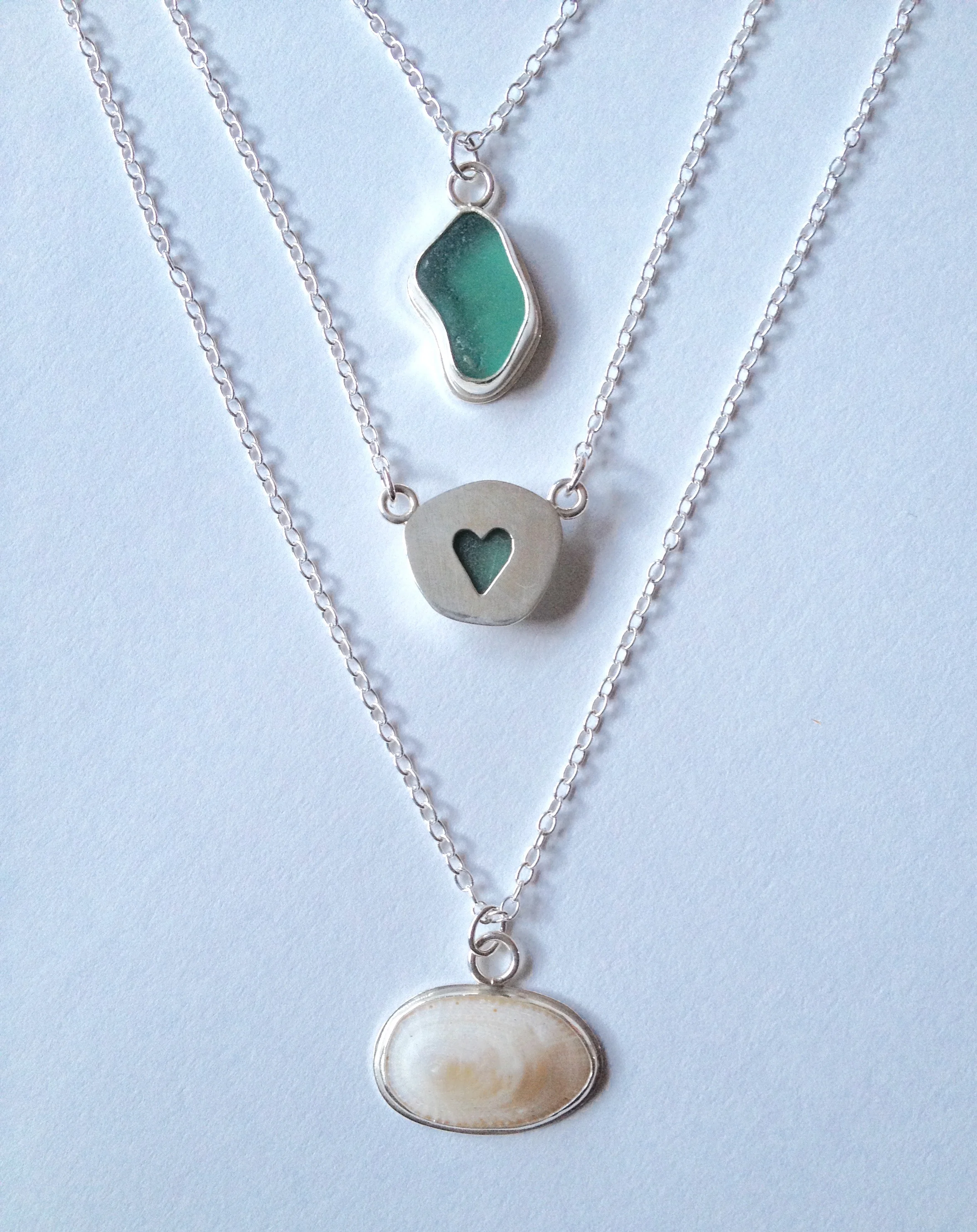Turquoise Sea Glass Necklace Pair