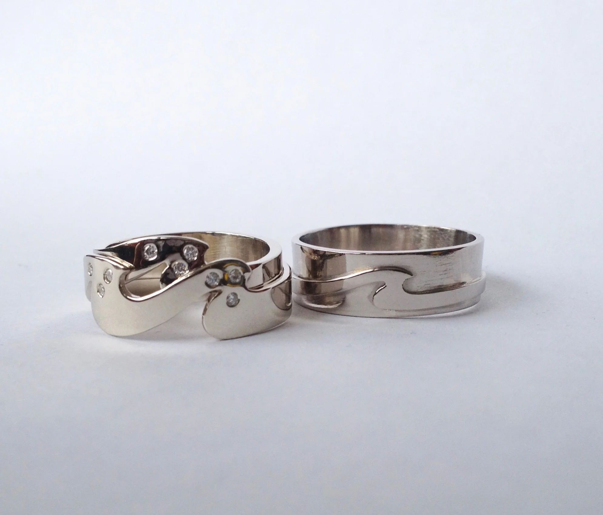 14k White Gold Wedding Set