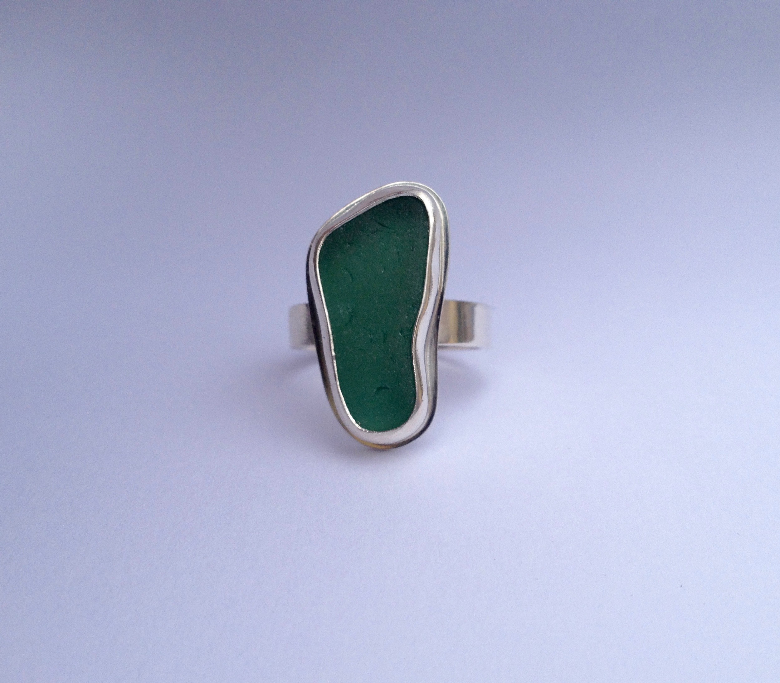 Dark Turquoise Sea Glass Ring