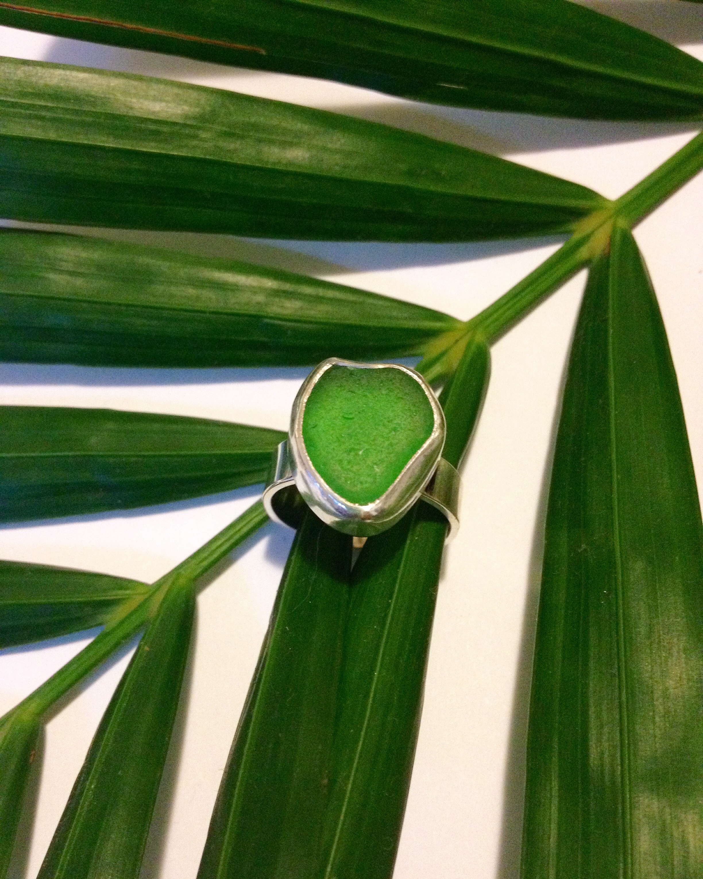 Kelly Green Sea Glass Ring
