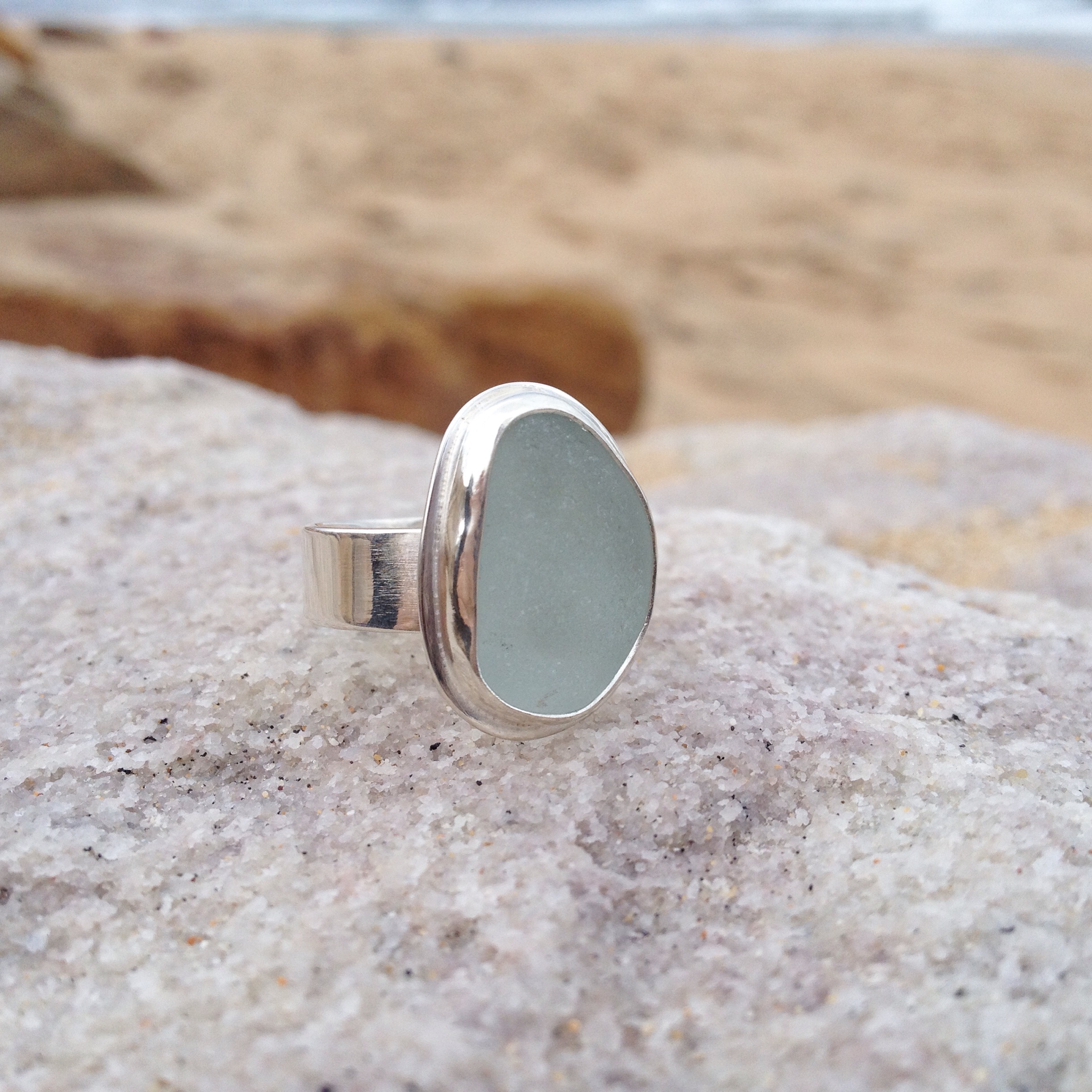 Light Blue Sea Glass Ring