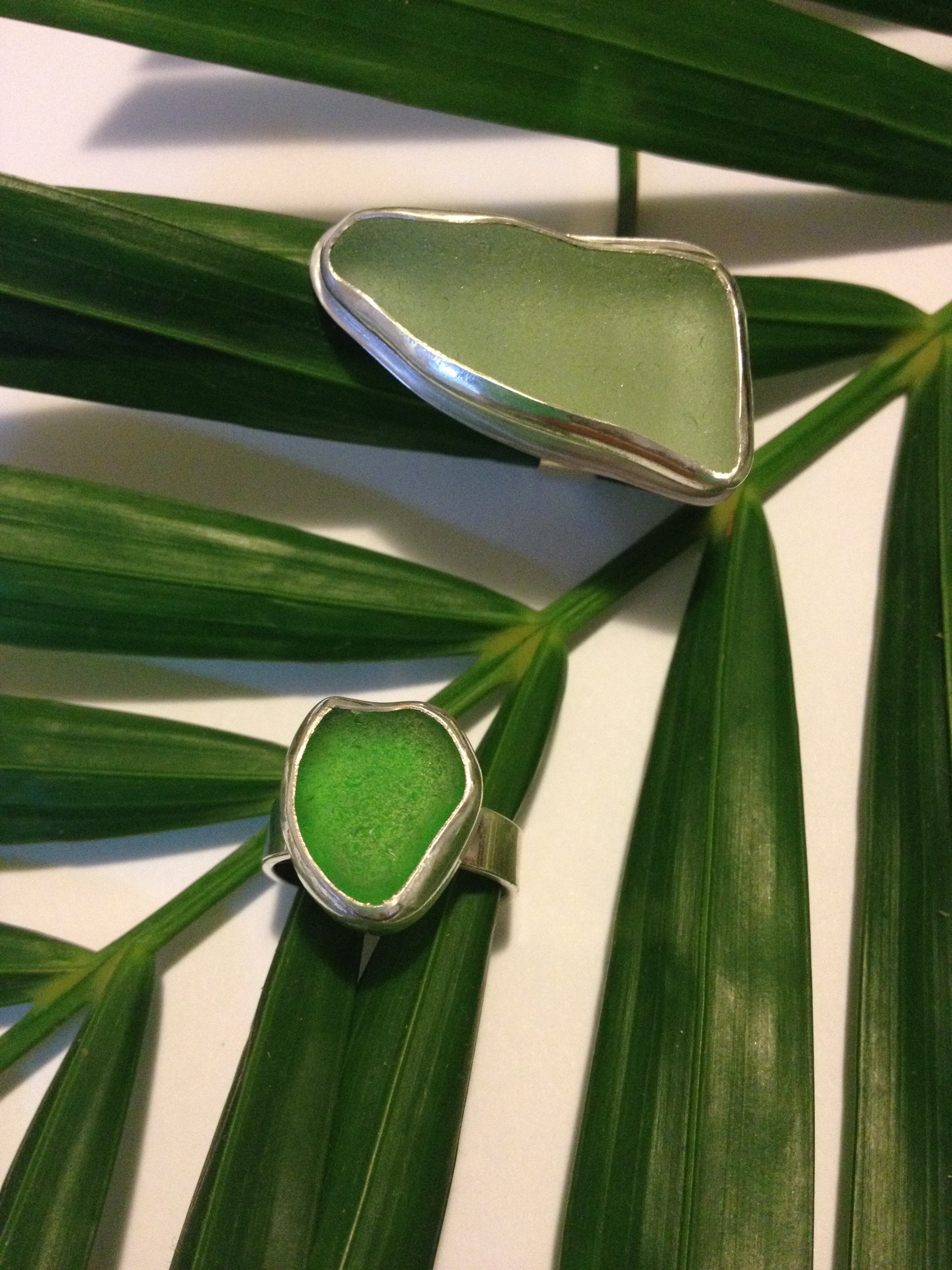 Green Sea Glass Rings