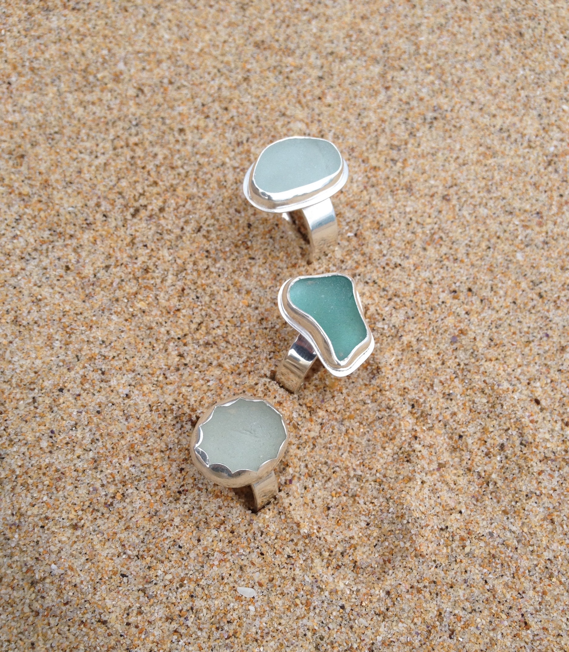 Blue Hues Sea Glass Ring Set