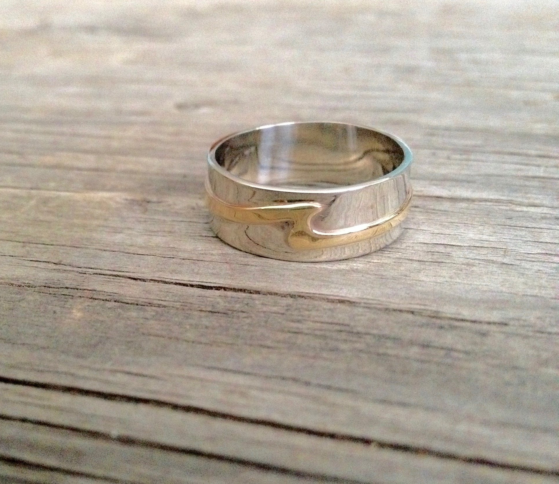 Mens Sterling Silver & 10kt Yellow Gold