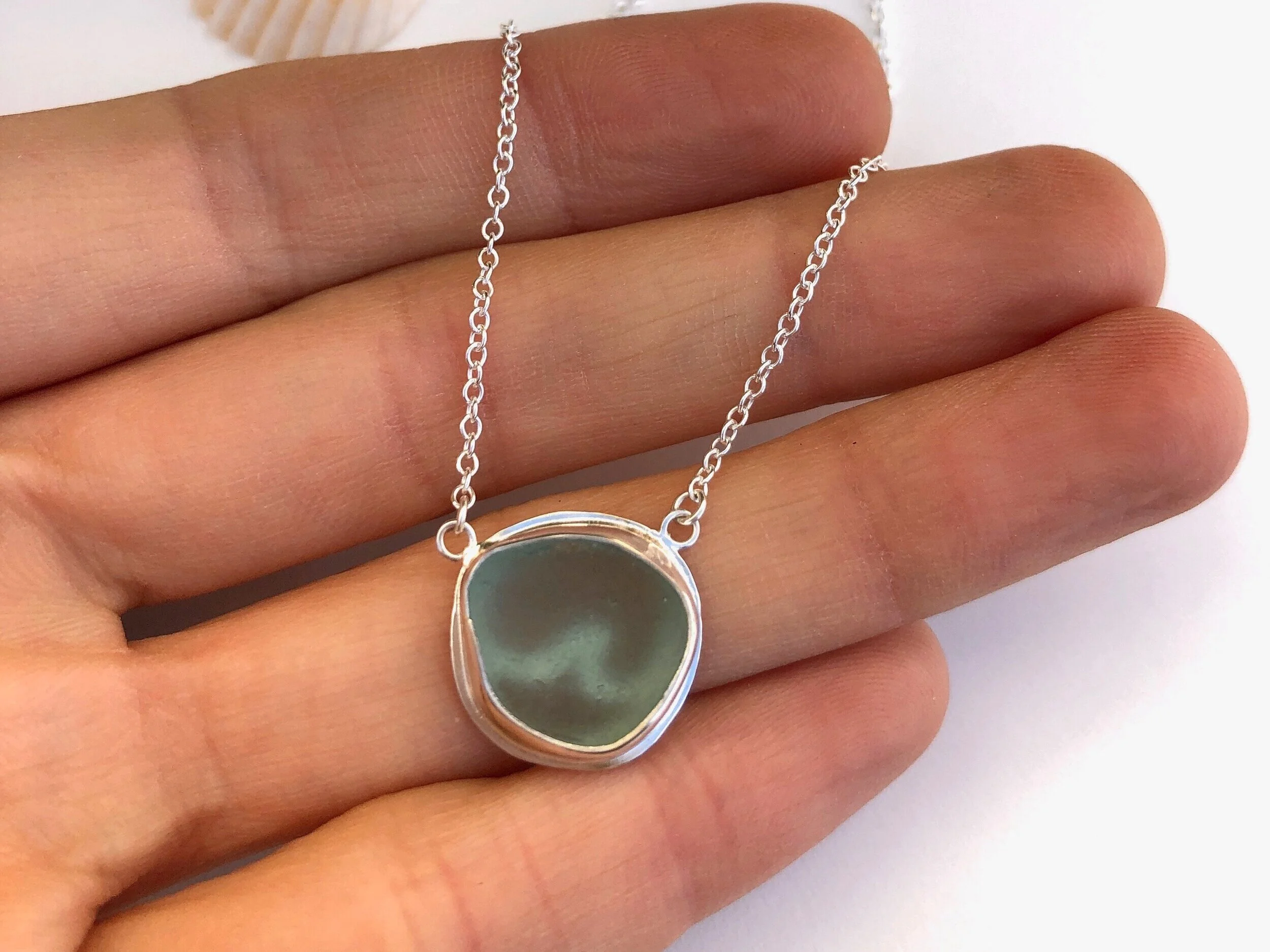 Turquoise Sea Glass Wave Necklace