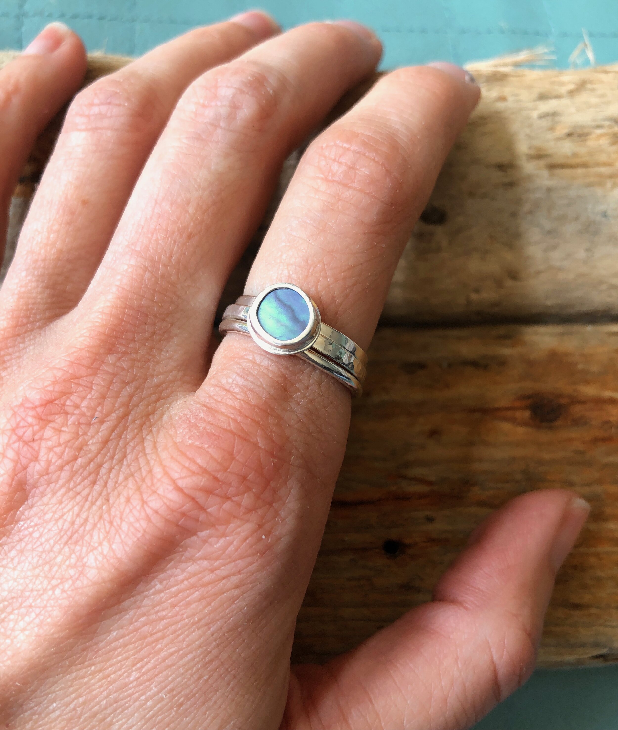 Mini Abalone Shell Stacker Rings