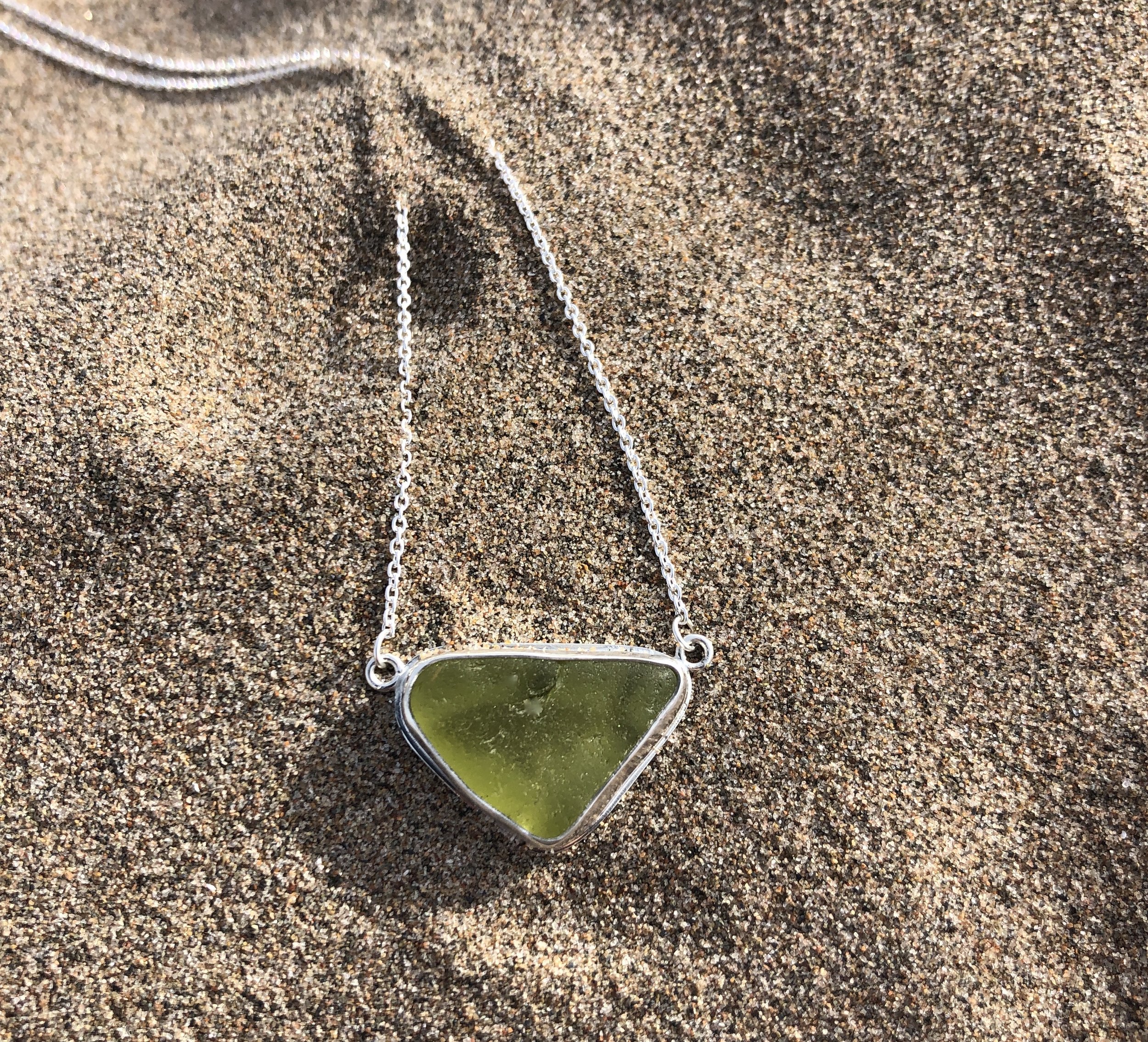 Shark Pendant with Lime Green Sea Glass