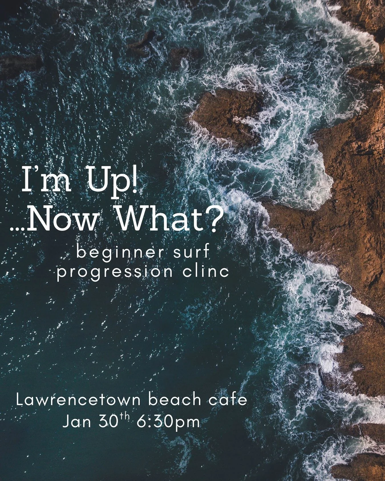 Beginner Surf Progression Clinic 🌊

Come to gain insight and understanding in progressing your surf skills. Now that it's cold you might not be getting in the water as much as you like, but you can still build your skills out of the water too! Topic