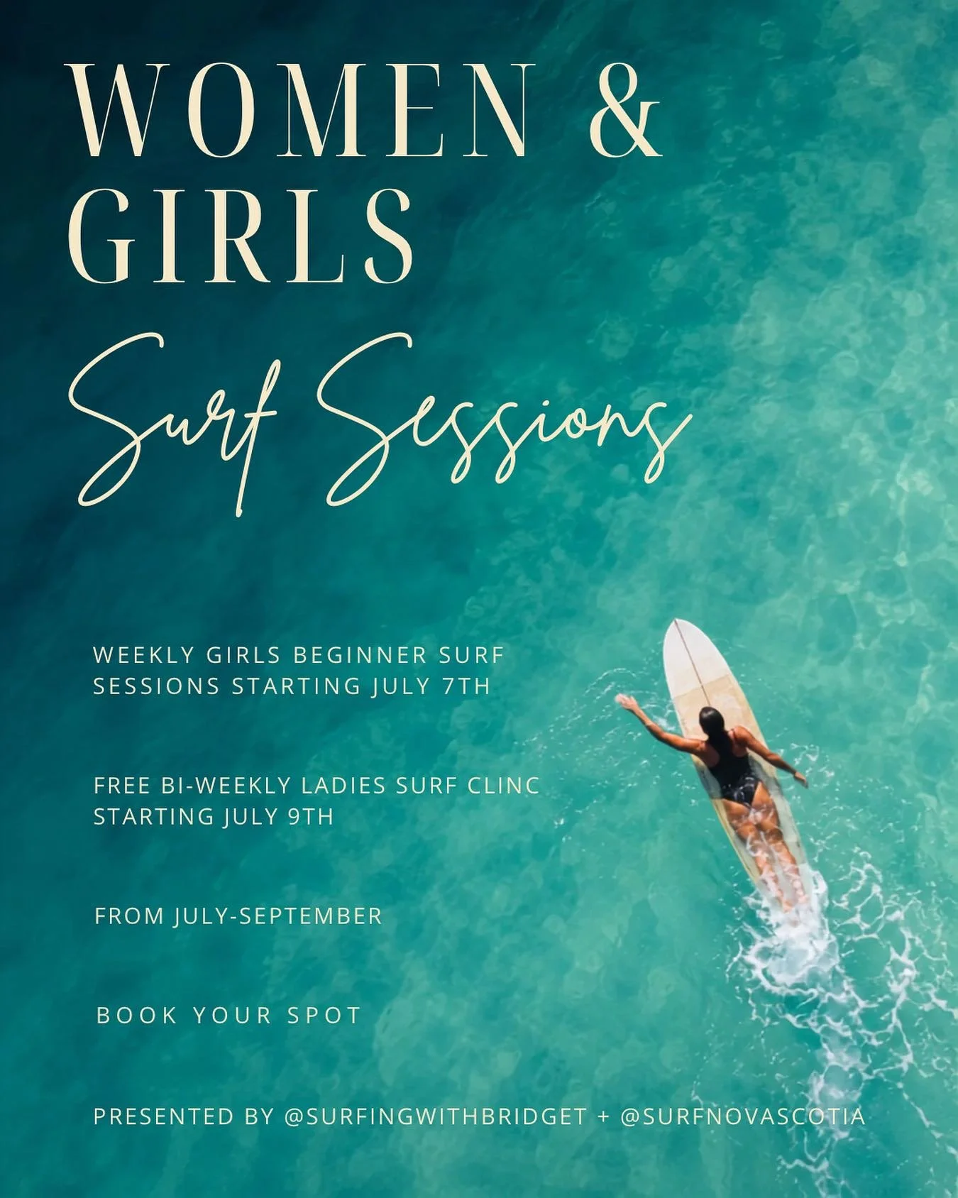 So pumped to share this NEWS with YOU! This summer I will be offering weekly surf sessions for girls and bi-weekly ladies clincs. Starting in just 2 weeks on July 7th our first girls session will kick off and ladies surf clinic on July 9th! 

I've pa