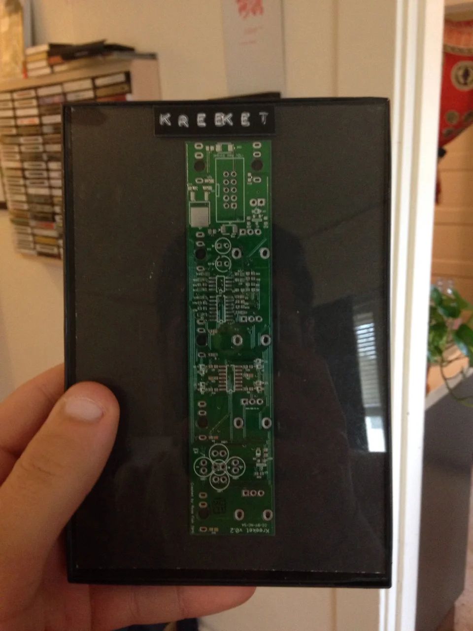 Fail. Notice how the PCB is the size of a Eurorack panel. Newsflash: you can't fit a PCB behind a Eurorack panel that is the same size as the panel you idiot, there are two giant metal rails preventing you from screwing it in. 