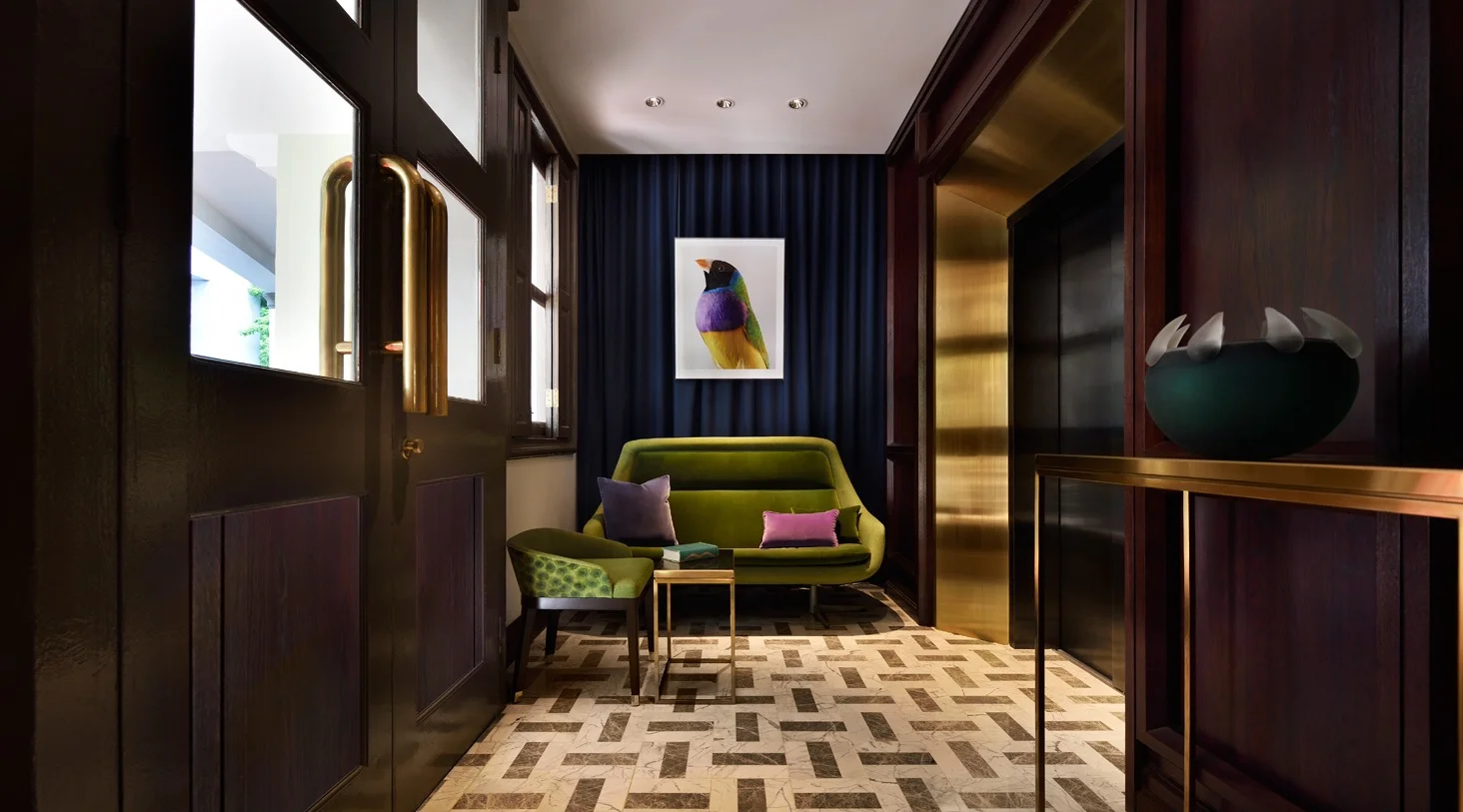 Flipping the bird: Chirpy art at the Club Hotel, Singapore.