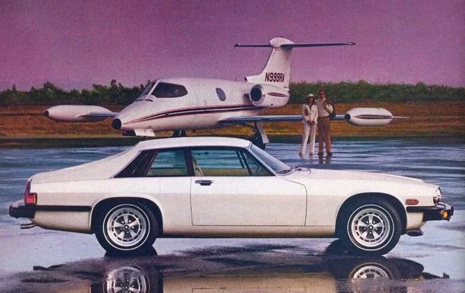 A gorgeous automobile, however beware: the Jaguar XJ-S may end up costing nearly as much to run and maintain as that private jet there. 