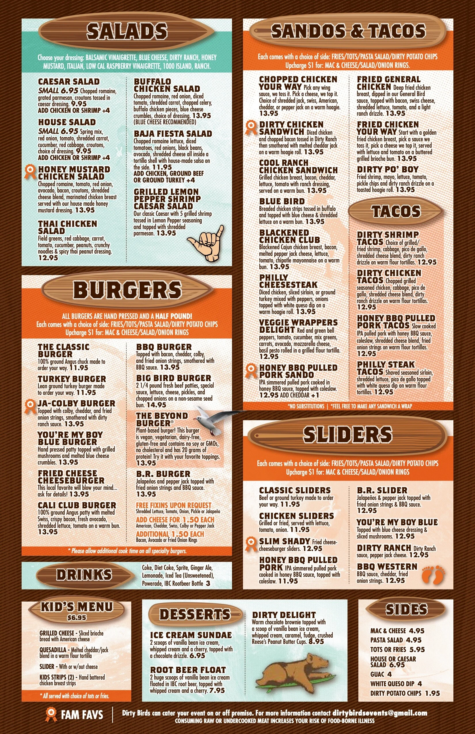 Menus Logos Dirty Birds Bar And Grill