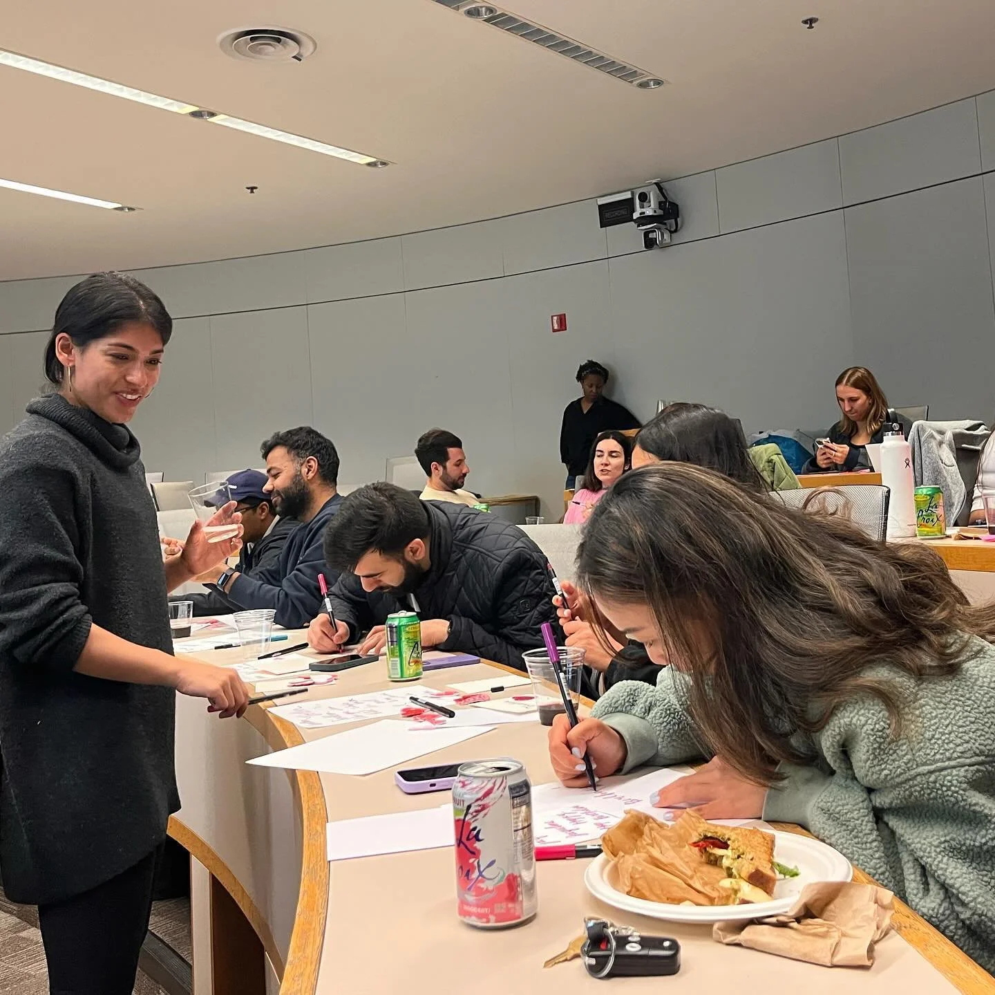 Nothing beats an in-person workshop! Got to teach calligraphy at @uclaanderson for some of our clubs and the vibes were great. 🎨🍷💕