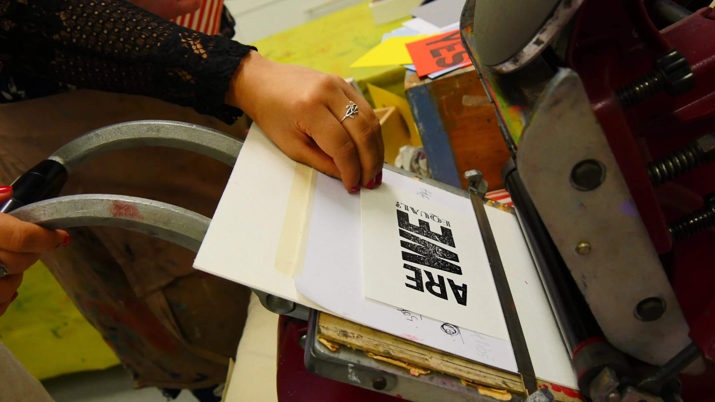 Letterpress with Red Button at People's History Museum