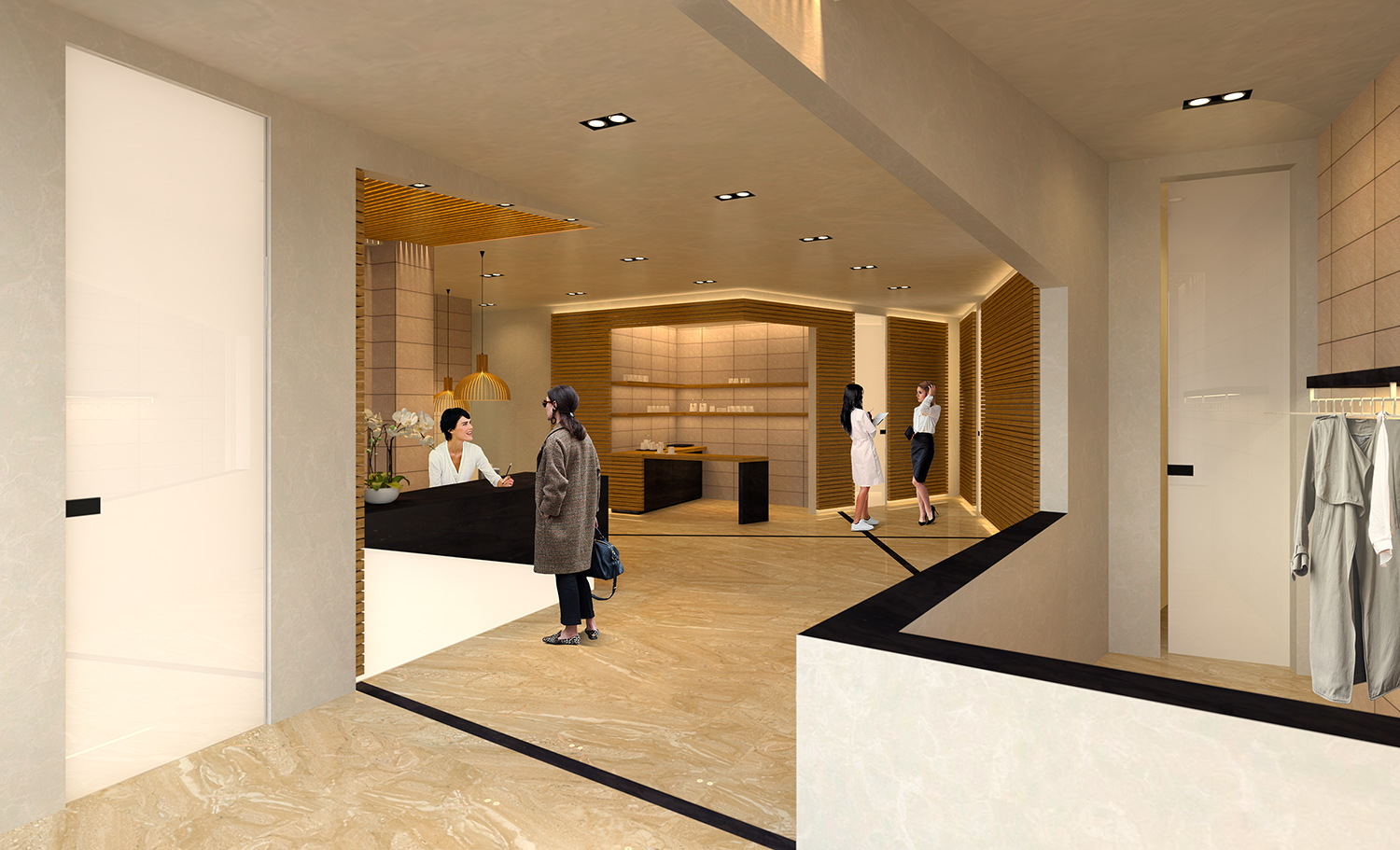 View from the entrance to the wellness centre