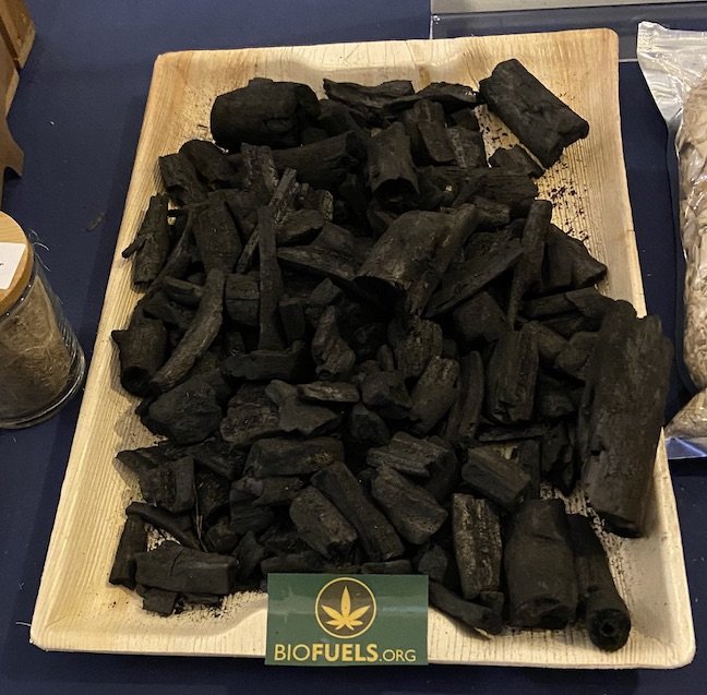 Biochar from hemp stalks