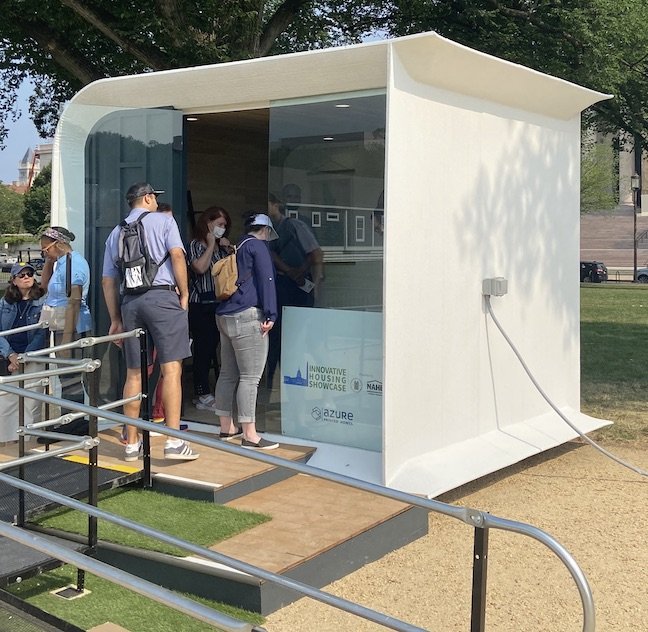  Azure Printed Homes showed off a tiny dwelling unit, shown here on June 9, 2023, at the 2023 Innovative Housing Showcase in Washington, D.C.&nbsp;  Photo by Michael Sirak  